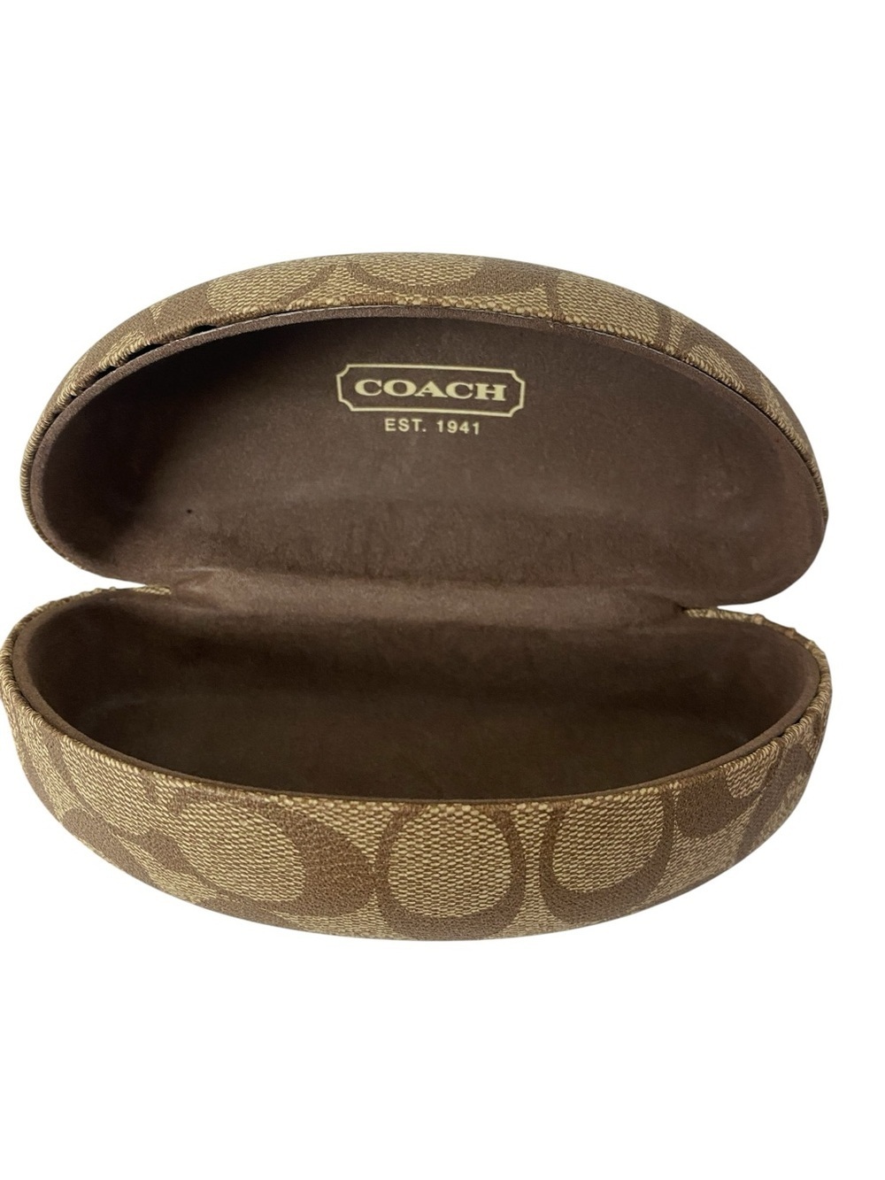 Coach Signature C Logo Brown Clamshell Sunglasses Case